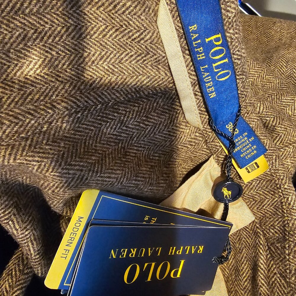 Polo Ralph Lauren Modern Herringbone Brown Blazer (38R) - Picture 3 of 5